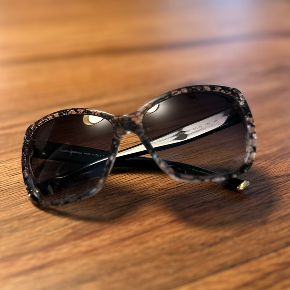 DOLCE GABBANA BLACK LACE WHITE ACETATE FRAME DG4111M SHADES SUNGLASSES - Picture 5 of 9